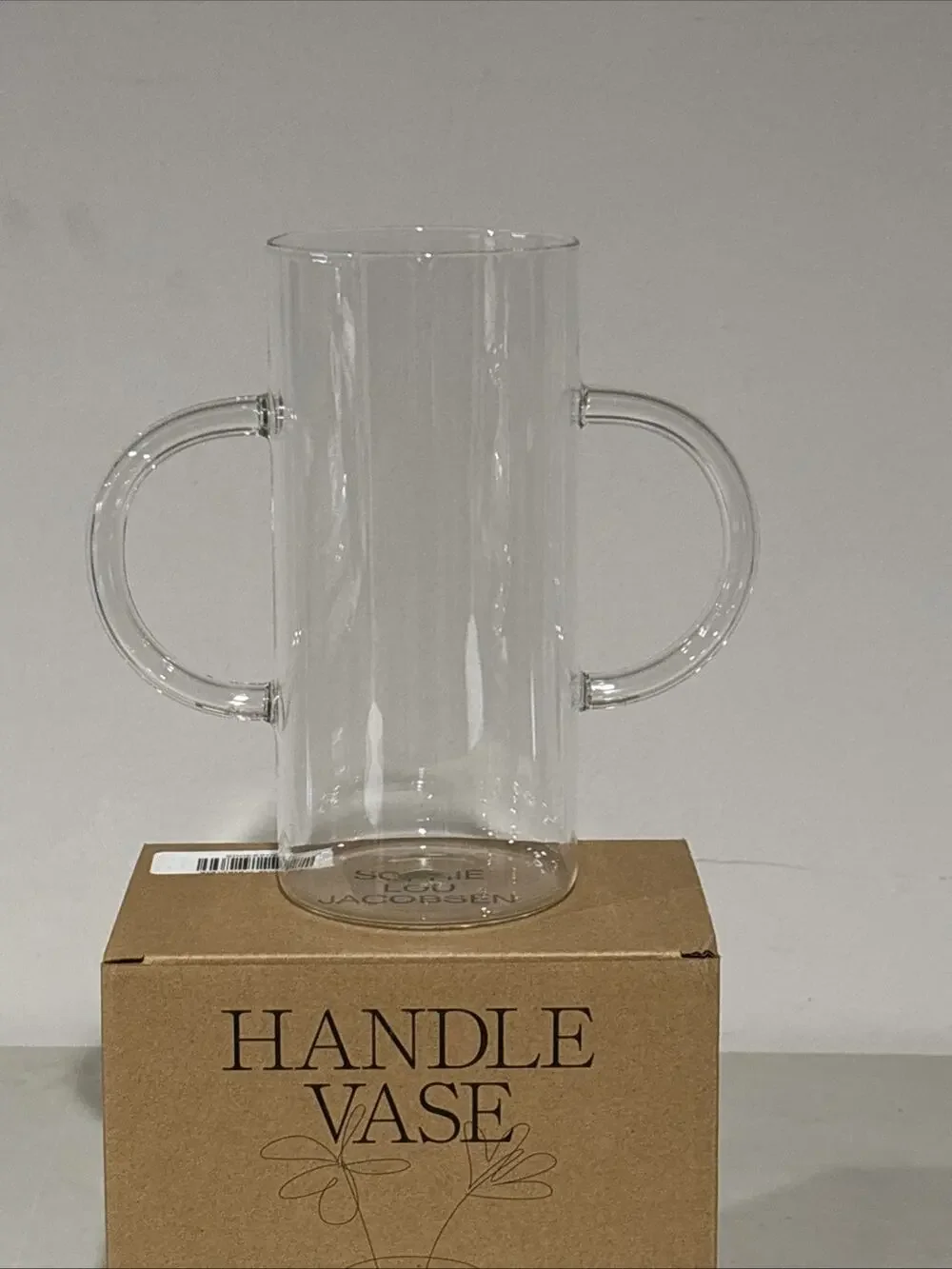 Sophie Lou Jacobsen Borosilicate Glass Handle Vase Flower - Clear, 32 fl oz -NEW
